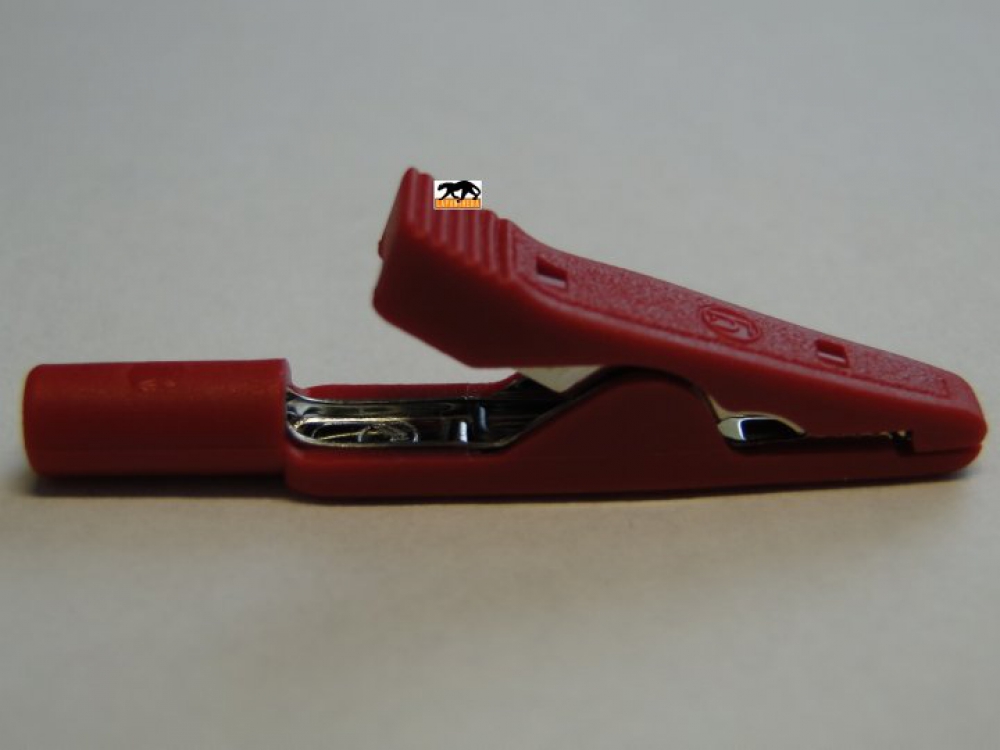 MA 1 - 2mm red crocodile clip, 60 VDC, 15 A